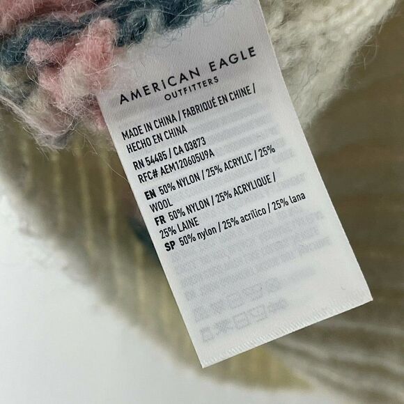 American Eagle Sweater Womens Size M Chunky Knit Wool Blend Multicolored Striped - Picture 5 of 5
